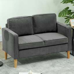 HOMCOM 2 Seater Grey Corduroy Sofa with Storage - Wilko - thumbnail 1