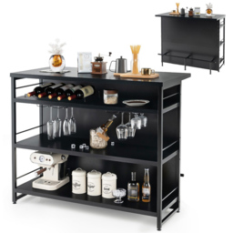 Costway 3 Shelf Black Industrial Home Bar Unit - Size: 120 x 60 x 101cm - Wilko - thumbnail 3