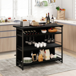 Costway 3 Shelf Black Industrial Home Bar Unit - Size: 120 x 60 x 101cm - Wilko - thumbnail 5