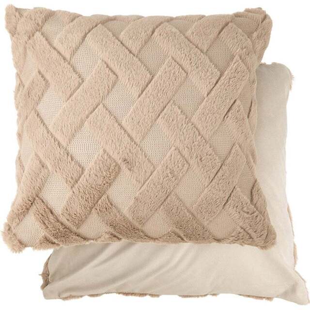 Serene Newton Cross Hatch Taupe Soft Touch Cushion Cover - Size: 43 x 43cm - Cream - Wilko - image 1