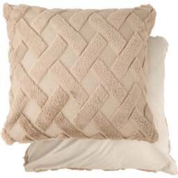 Serene Newton Cross Hatch Taupe Soft Touch Cushion Cover - Size: 43 x 43cm - Cream - Wilko - thumbnail 1