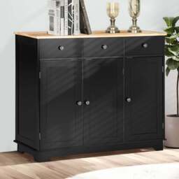 HOMCOM 3 Door 3 Drawer Black Sideboard - Size: 114.7 x 19 x 48cm - Wilko