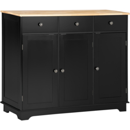 HOMCOM 3 Door 3 Drawer Black Sideboard - Size: 114.7 x 19 x 48cm - Wilko - thumbnail 3
