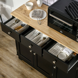 HOMCOM 3 Door 3 Drawer Black Sideboard - Size: 114.7 x 19 x 48cm - Wilko - thumbnail 5