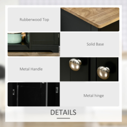 HOMCOM 3 Door 3 Drawer Black Sideboard - Size: 114.7 x 19 x 48cm - Wilko - thumbnail 7