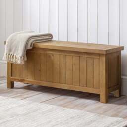 Julian Bowen Aspen Solid Reclaimed Pine Storage Bench - Size: 35 x 110 x 45cm - Cream - Wilko