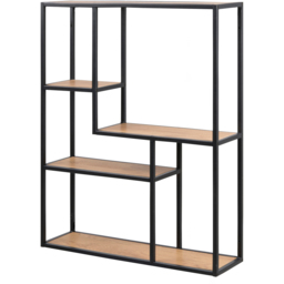 Florence Seaford 4 Shelf Oak and Black Metal Wall Shelf - Furniture To Go - Wilko