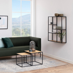 Florence Seaford 4 Shelf Oak and Black Metal Wall Shelf - Furniture To Go - Wilko - thumbnail 3