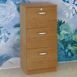 R White Cabinets 3 Drawer Brown Filing Cabinet - Size: 103.2 x 47.9 x 54cm - Wilko