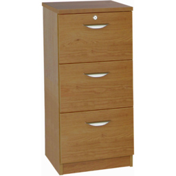 R White Cabinets 3 Drawer Brown Filing Cabinet - Size: 103.2 x 47.9 x 54cm - Wilko - thumbnail 3