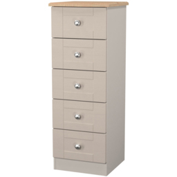 Crowndale Sussex 5 Drawer Kashmir Ash and Bardolino Oak Tall Bedside Cabinet Ready Assembled - Kashmir Ash & Bardolino Oak - Wilko - thumbnail 4