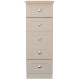 Crowndale Sussex 5 Drawer Kashmir Ash and Bardolino Oak Tall Bedside Cabinet Ready Assembled - Kashmir Ash & Bardolino Oak - Wilko - thumbnail 3