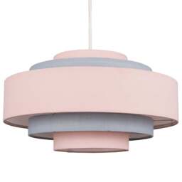 ValueLights Hampshire 5-Tier Grey and Dusky Pink Fabric Ceiling Pendant Lamp Shade - Size: 35 x 21 x 35cm - Wilko