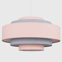 ValueLights Hampshire 5-Tier Grey and Dusky Pink Fabric Ceiling Pendant Lamp Shade - Size: 35 x 21 x 35cm - Wilko - thumbnail 4