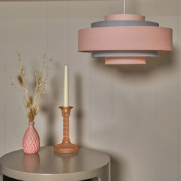 ValueLights Hampshire 5-Tier Grey and Dusky Pink Fabric Ceiling Pendant Lamp Shade - Size: 35 x 21 x 35cm - Wilko - thumbnail 3