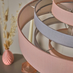ValueLights Hampshire 5-Tier Grey and Dusky Pink Fabric Ceiling Pendant Lamp Shade - Size: 35 x 21 x 35cm - Wilko - thumbnail 7