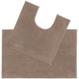 Allure Bath Fashions Mocha Chenille Supersoft Bobble Bath Mat and Pedestal Mat Set 2 Piece - Size: 50 x 80cm - Brown - Wilko
