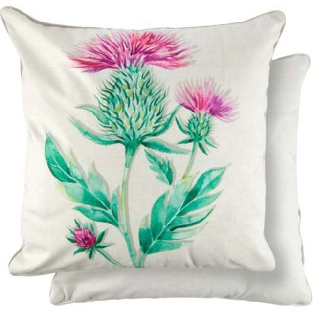 Serene Animal Watercolour Printed Thistle Cushion Cover 43 x 43cm - Grey - Wilko - image 1
