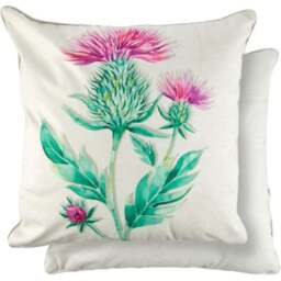 Serene Animal Watercolour Printed Thistle Cushion Cover 43 x 43cm - Grey - Wilko - thumbnail 1