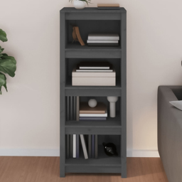 vidaXL 4 Shelf Grey Solid Pine Wood Bookcase - Size: 125.5 x 50 x 35cm - Wilko