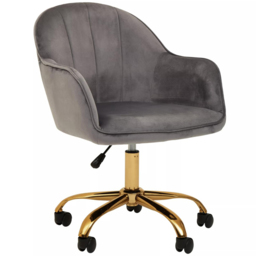 Interiors by Premier Brent Grey and Gold Swivel Home Office Chair - Size: 57 x 64 x 90cm - Multi - Wilko - thumbnail 3