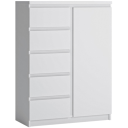 Florence Fribo Single Door 5 Drawer White Cabinet - Size: Single Door, 5 Drawer - Wilko - thumbnail 3