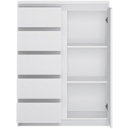 Florence Fribo Single Door 5 Drawer White Cabinet - Size: Single Door, 5 Drawer - Wilko - thumbnail 4