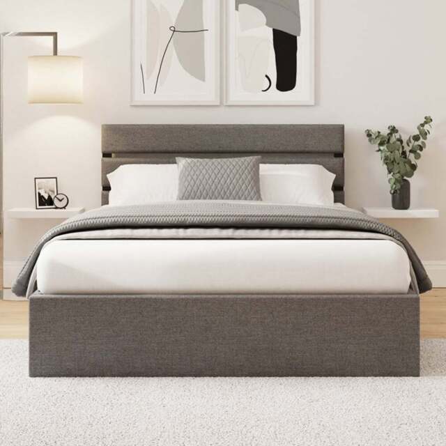 GFW Hudson King Size Grey End Lift Ottoman Bed - Wilko - image 1