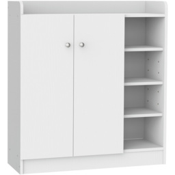 Portland 2 Door White Shoe Storage Cabinet - Wilko - thumbnail 3