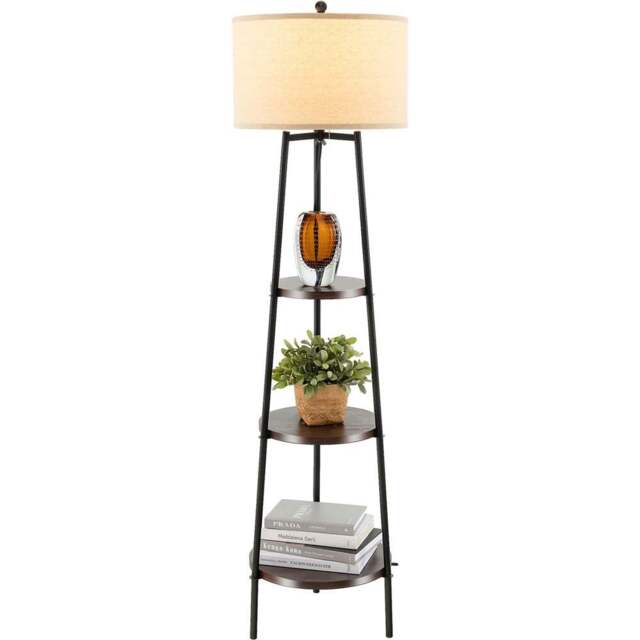 Costway 3 Shelf Linen Lampshade Floor Lamp - Size: 53 x 46 x 25cm - Multi - Wilko - image 1