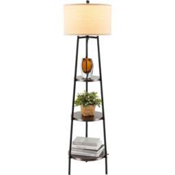 Costway 3 Shelf Linen Lampshade Floor Lamp - Size: 53 x 46 x 25cm - Multi - Wilko - thumbnail 1