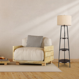 Costway 3 Shelf Linen Lampshade Floor Lamp - Size: 53 x 46 x 25cm - Multi - Wilko - thumbnail 3