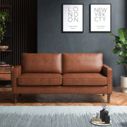 Bexhill 5 Seater Tan Faux Leather Sofa Suite - Brown - Wilko - thumbnail 6