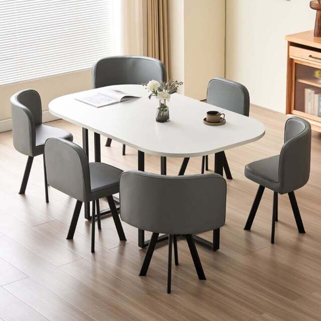 Comfy Living 6 Seater Dining Set White and Grey - Wilko - image 1