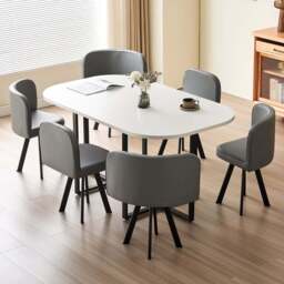 Comfy Living 6 Seater Dining Set White and Grey - Wilko