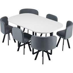 Comfy Living 6 Seater Dining Set White and Grey - Wilko - thumbnail 3