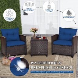 Costway 2 Seater Rattan Patio Bistro Set Navy - Blue - Wilko - thumbnail 7