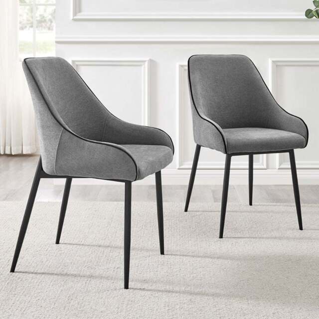Furniturebox Belton Set of 2 Grey and Black Dining Chair - Wilko - image 1