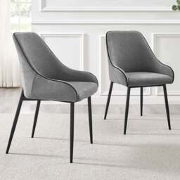 Furniturebox Belton Set of 2 Grey and Black Dining Chair - Wilko - thumbnail 1