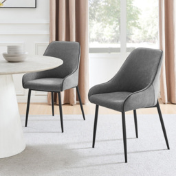 Furniturebox Belton Set of 2 Grey and Black Dining Chair - Wilko - thumbnail 3