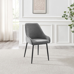 Furniturebox Belton Set of 2 Grey and Black Dining Chair - Wilko - thumbnail 6