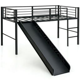 Costway Black Kids Loft Bed with Slide - Size: Single - Wilko - thumbnail 3