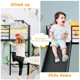 Costway Black Kids Loft Bed with Slide - Size: Single - Wilko - thumbnail 7