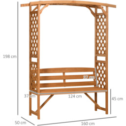 Outsunny Patio Garden Bench Natural Wood - Size: 25 x 50 x 137.5cm - Brown - Wilko - thumbnail 6