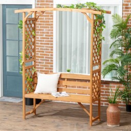 Outsunny Patio Garden Bench Natural Wood - Size: 25 x 50 x 137.5cm - Brown - Wilko - thumbnail 1