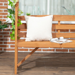 Outsunny Patio Garden Bench Natural Wood - Size: 25 x 50 x 137.5cm - Brown - Wilko - thumbnail 5