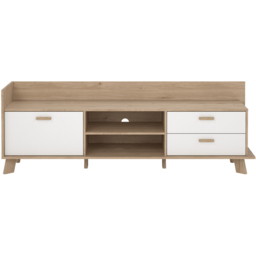 Furniture To Go Ikast Single Door 2 Drawer White and Brown TV Unit - Wilko - thumbnail 4