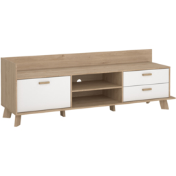 Furniture To Go Ikast Single Door 2 Drawer White and Brown TV Unit - Wilko - thumbnail 3