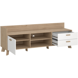 Furniture To Go Ikast Single Door 2 Drawer White and Brown TV Unit - Wilko - thumbnail 5
