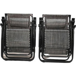 Samuel Alexander Set of 2 Black Multi Position Garden Sun Lounger with Canopy - Size: 1 Seater - Grey - Wilko - thumbnail 4